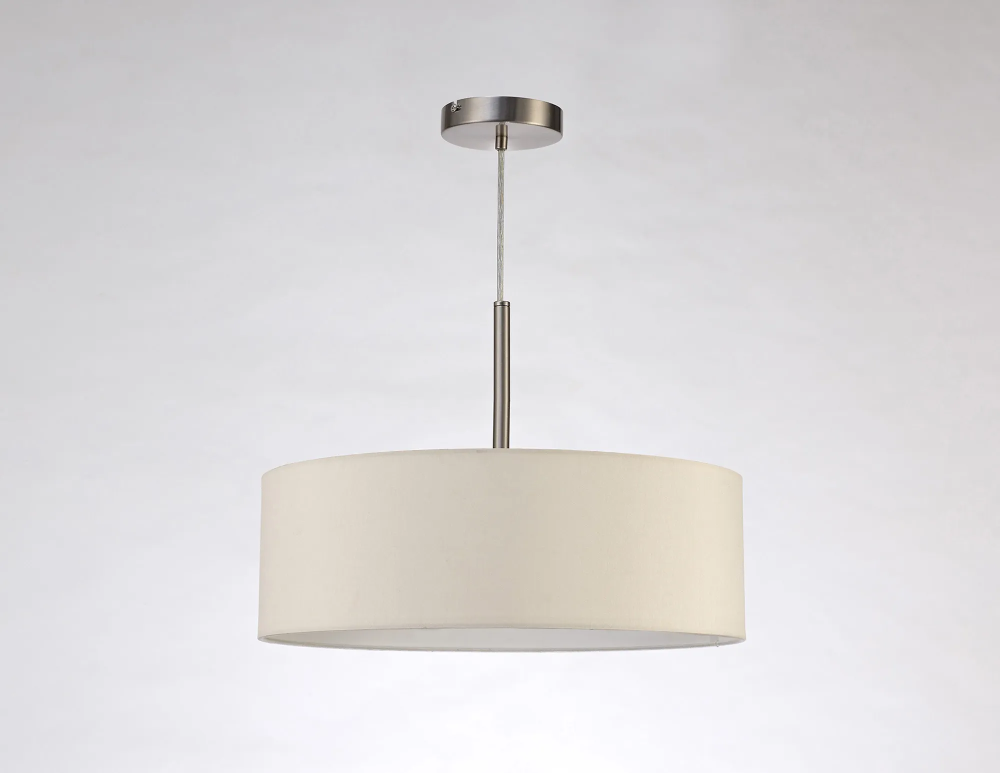 Baymont 45cm 3 Light Pendant Satin Nickel, Ivory Pearl/White DK0716  Deco Baymont SN IV